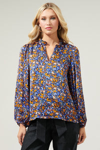 Begonia Floral Shimmy Balloon Sleeve Top