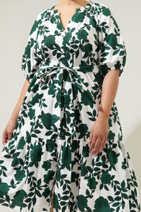 Kane Floral Wynette Tiered Midi Dress Curve