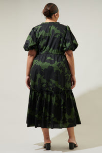 Night Moss Ginny Bubble Sleeve Midi Dress Curve