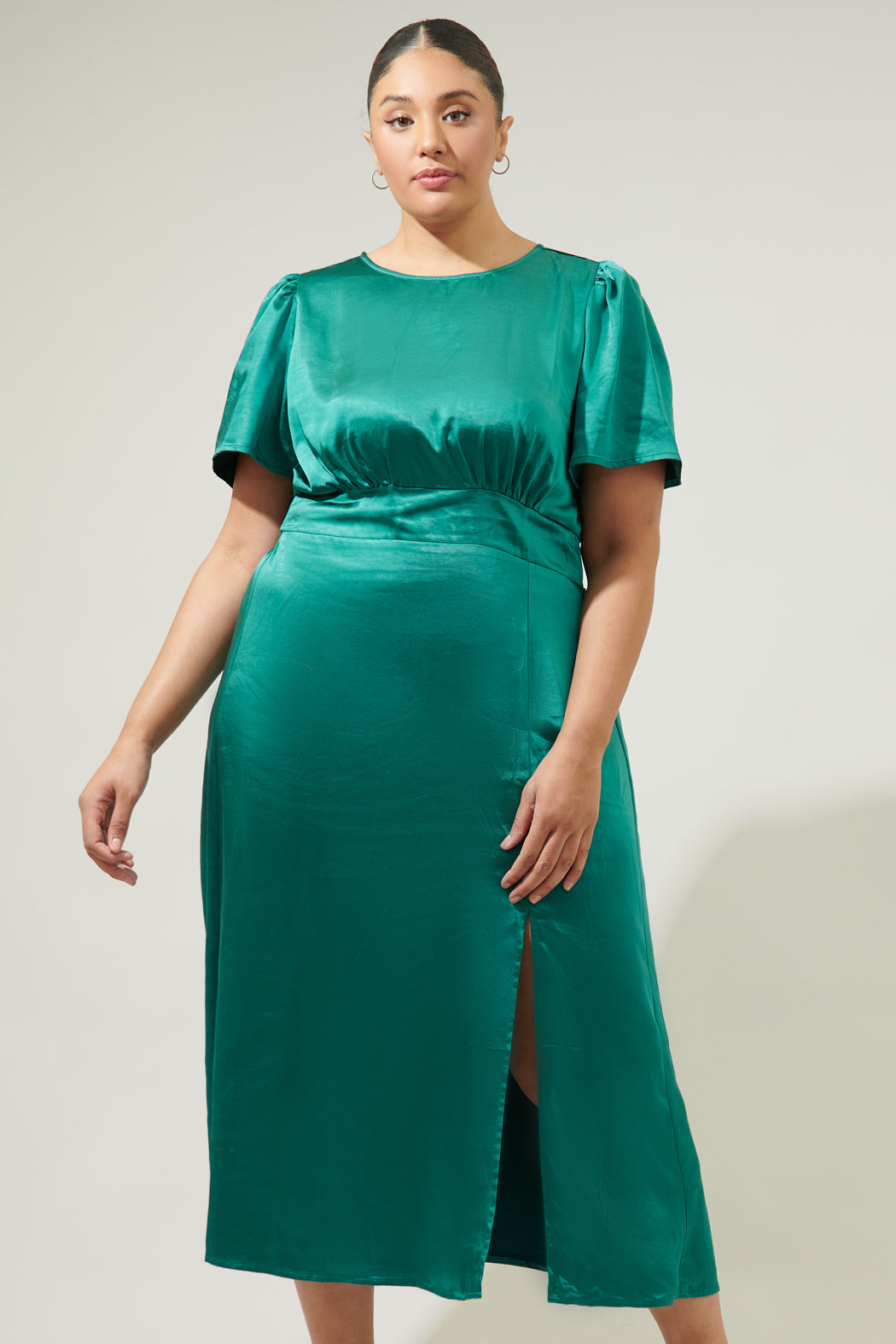 Spice Satin Bloom Midi Dress Curve – Sugarlips