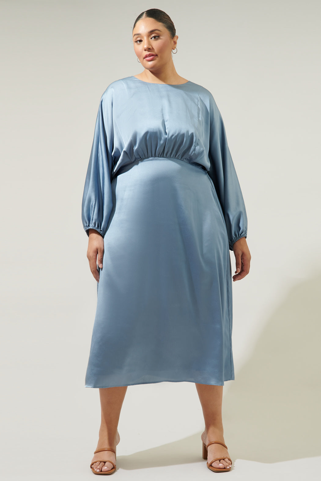 Chateau Satin Dolman Sleeve Midi Dress Curve Sugarlips Chateau Satin Dolman Sleeve Midi Dress Curve Sugarlips
