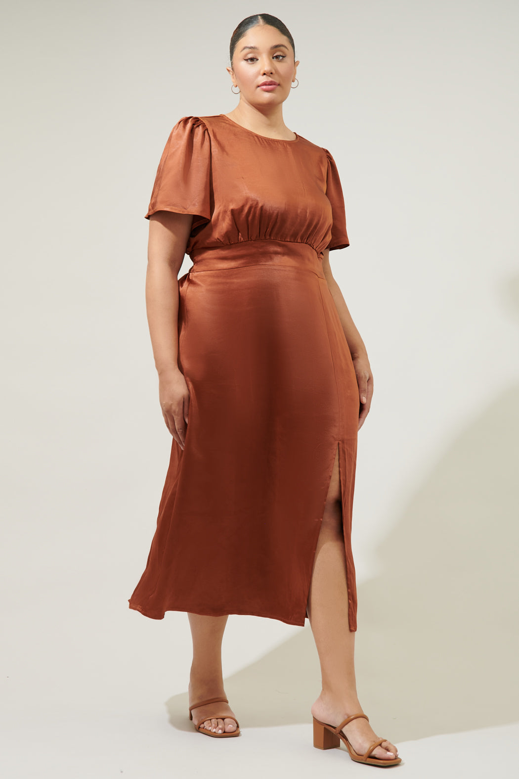 sugar lips satin dress Infinite Strapless Open Back Satin Convertible Maxi Dress TAUPE / XS by Sugarlips
