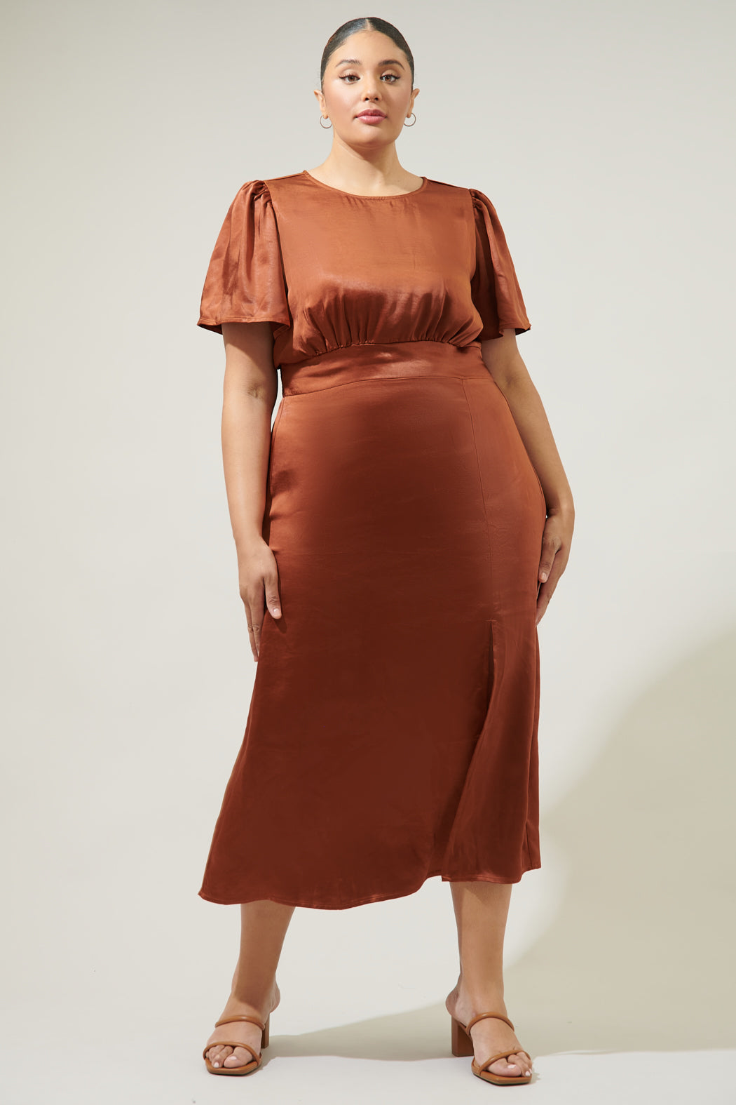Spice Satin Bloom Midi Dress Curve Sugarlips Spice Satin Bloom Midi Dress Curve Sugarlips