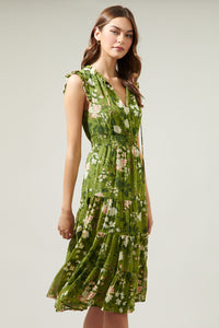 Shiloh Floral Pisces Smocked Midi Dress