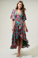 Sereia Floral Abelia Hi-Low Maxi Wrap Dress