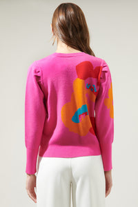 Lillie Cosmo Floral Puff Sleeve Sweater