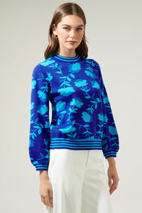 Camellia Cosmo Floral Mock Neck Sweater