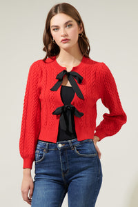 Pinky Promise Bow Tie Cardigan