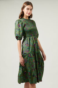 Forrest Floral Tiered Balloon Sleeve Maxi Dress