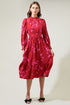 Gemma Floral Caitlyn Smock Sleeve Midi Dress