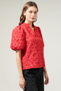 Arielle Jacquard Split Neck Top