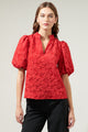 Arielle Jacquard Split Neck Top