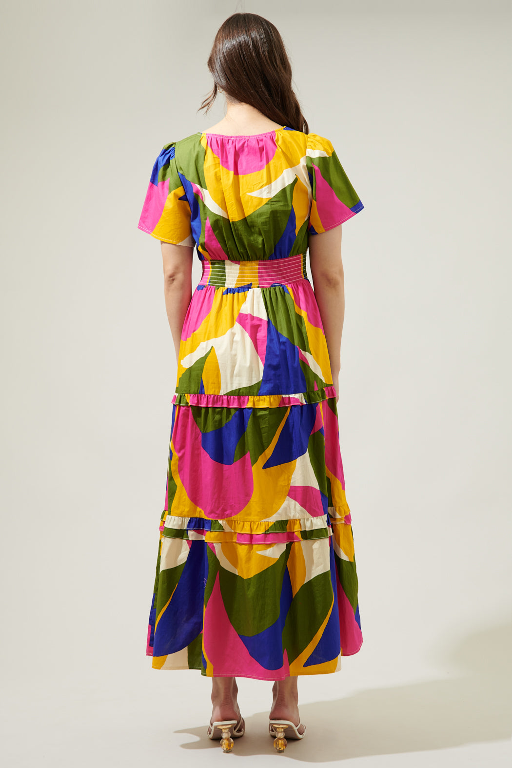 farm rio abstract maxi dress Off-White Flowers Beach Maxi Dress