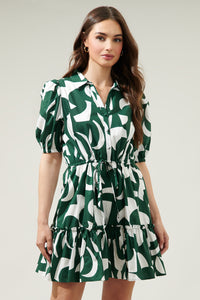 Basil Abstract Stacie Button Down Mini Dress