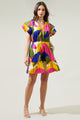 Rio Abstract Riley Poplin Short Sleeve Mini Dress