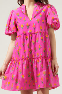 Tune Floral Jeanne Bubble Sleeve Babydoll Dress