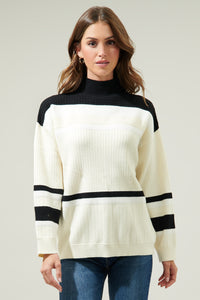 Carie Striped Mock Neck Sweater