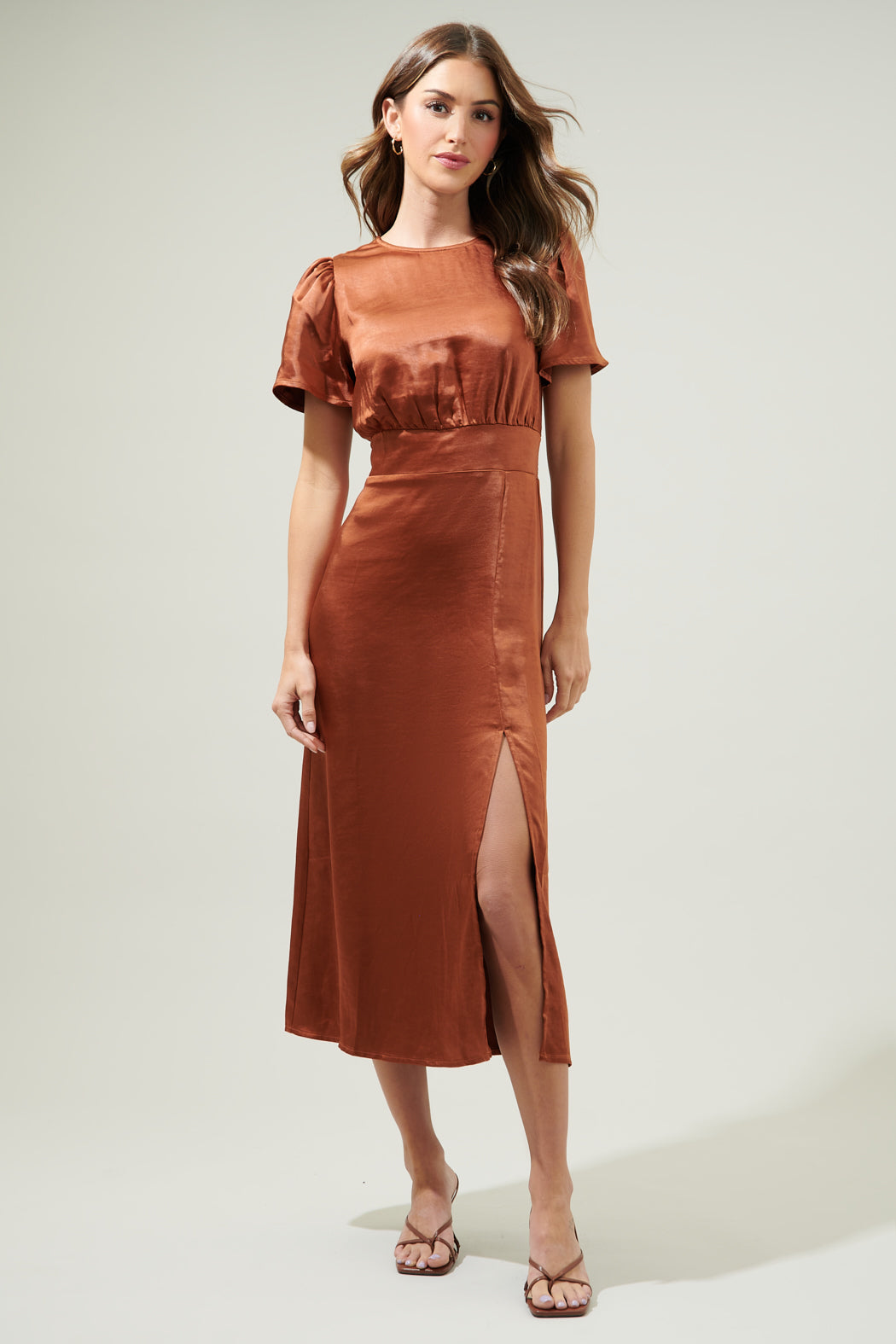 Spice Satin Bloom Midi Dress Spice Satin Bloom Midi Dress