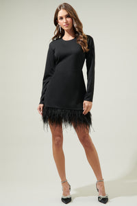 Sashay Bodycon Long Sleeve Feather Dress