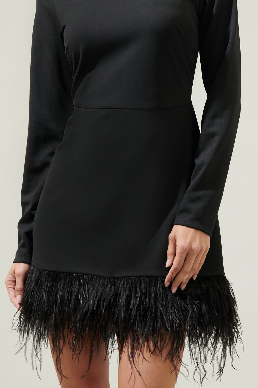 Sashay Bodycon Long Sleeve Feather Dress Black / Xs by Sugarlips Sashay Bodycon Long Sleeve Feather Dress Black / Xs by Sugarlips
