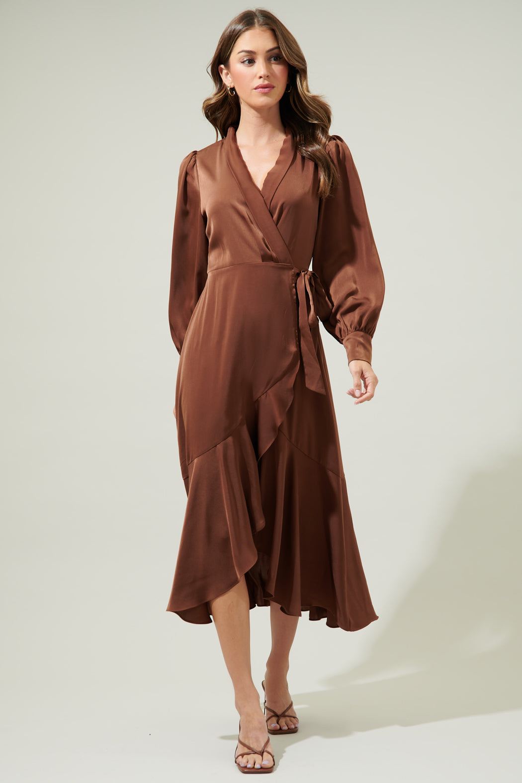 Ophelia Wrap Midi Dress Chocolate / XL by Sugarlips Ophelia Wrap Midi Dress Chocolate / XL by Sugarlips
