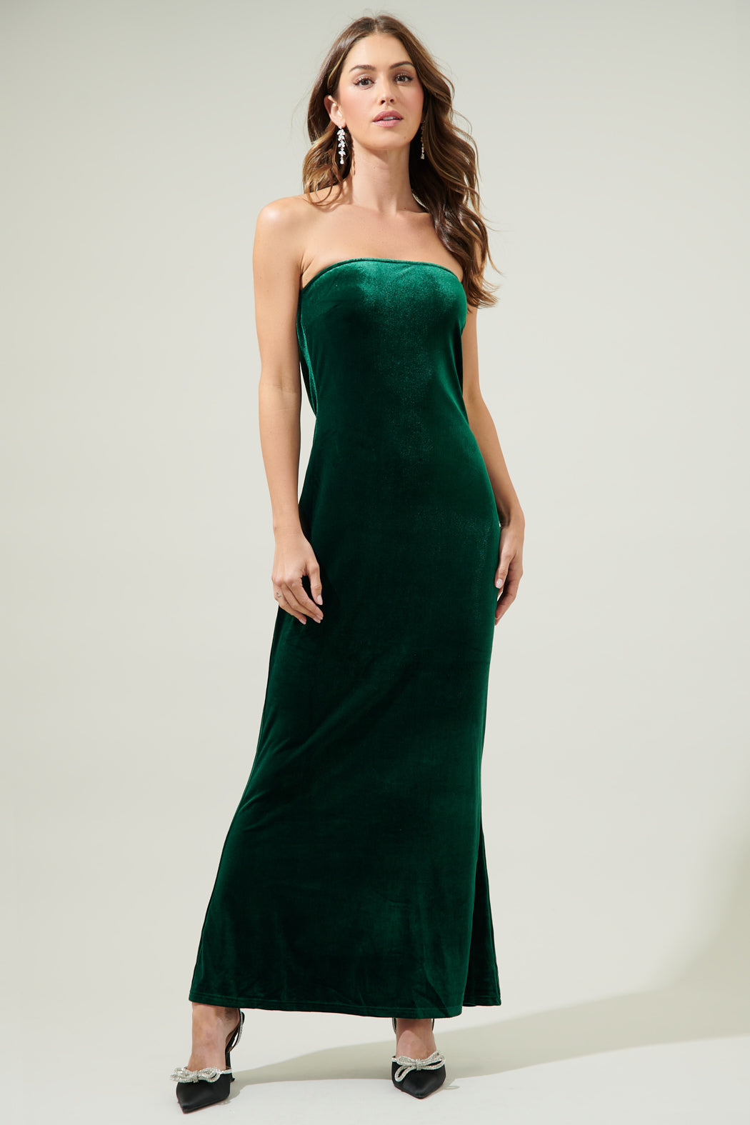 Dynamite Velvet Strapless Maxi Dress EMERALD / XL by Sugarlips Dynamite Velvet Strapless Maxi Dress EMERALD / XL by Sugarlips