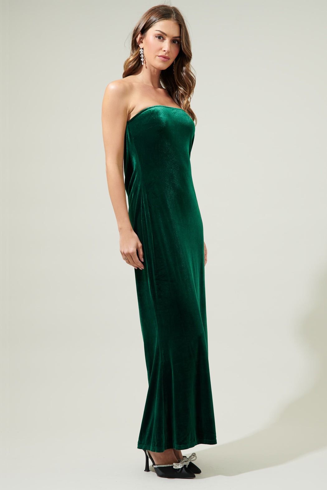 green velvet long dress Dynamite Velvet Strapless Maxi Dress Black / S by Sugarlips