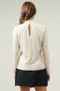 Carly Bare Sequin Long Sleeve Top