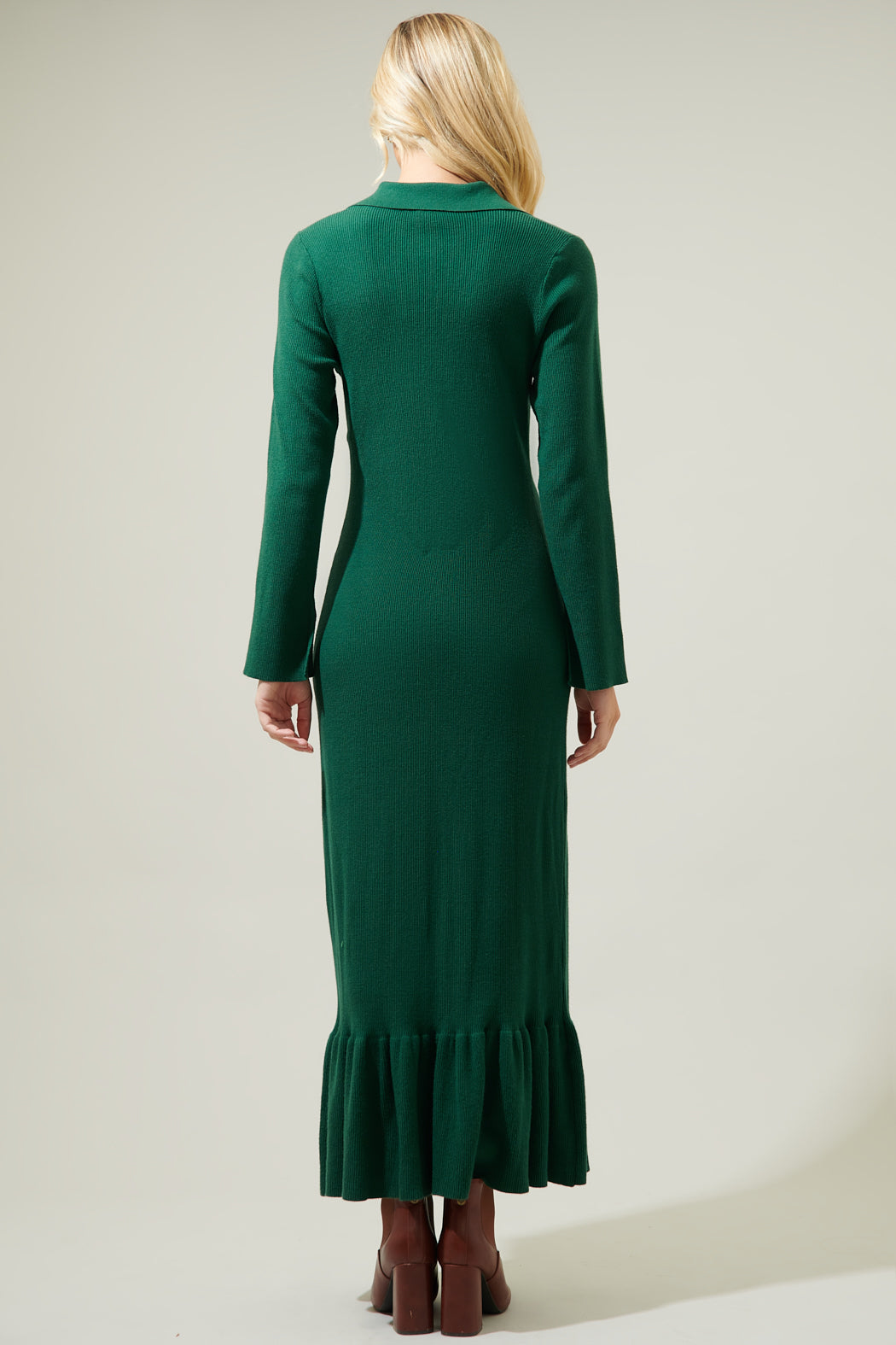 Kendal Collared Sweater Maxi Dress Sugarlips Kendal Collared Sweater Maxi Dress Sugarlips