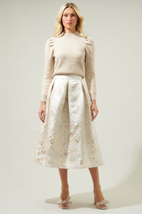 Lola Jacquard Pleated Midi Skirt
