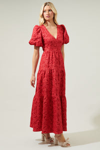 Arielle Jacquard Maxi Tiered Dress