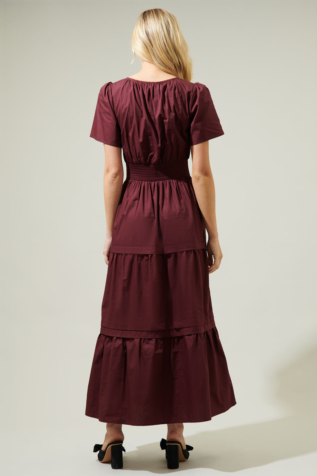 burgundy poplin dress Burgundy Poplin & Transparency Dress