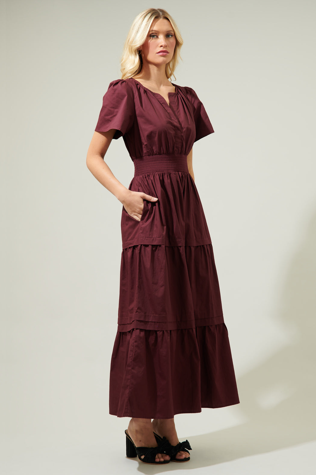 Cider Palmer Poplin Maxi Dress MERLOT / M by Sugarlips Cider Palmer Poplin Maxi Dress MERLOT / M by Sugarlips