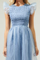 Lucille Organza Dot Smocked Midi Dress