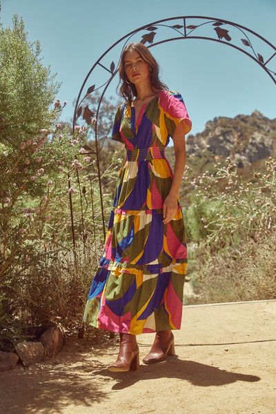 ワンピース beatiful people double-end dress Rio Abstract Palmer Poplin Tiered Maxi Dress – Sugarlips
