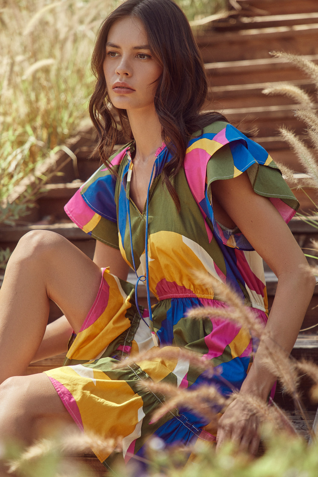 Rio Abstract Riley Poplin Short Sleeve Mini Dress Sugarlips Rio Abstract Riley Poplin Short Sleeve Mini Dress Sugarlips