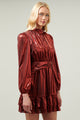 Admired Liquid Satin Shirred Ruffle Dress