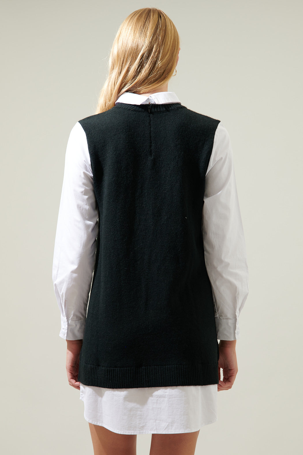 Mariela Sweater Vest and Poplin Dress BLACK-WHITE / M by Sugarlips Mariela Sweater Vest and Poplin Dress BLACK-WHITE / M by Sugarlips