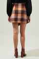 Pam Plaid Faux Wrap Mini Skirt