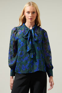 Sweetwater Floral Organza Puff Long Sleeve Top