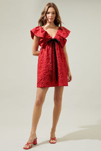 Arielle Jacquard Mini Babydoll Dress