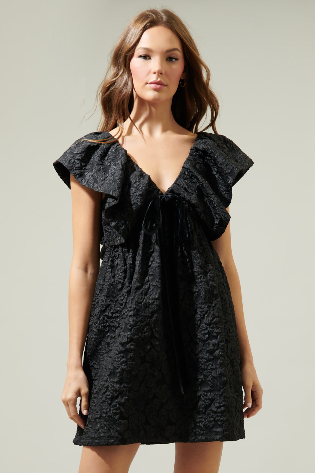 Arielle Jacquard Mini Babydoll Dress Black / L by Sugarlips Arielle Jacquard Mini Babydoll Dress Black / L by Sugarlips