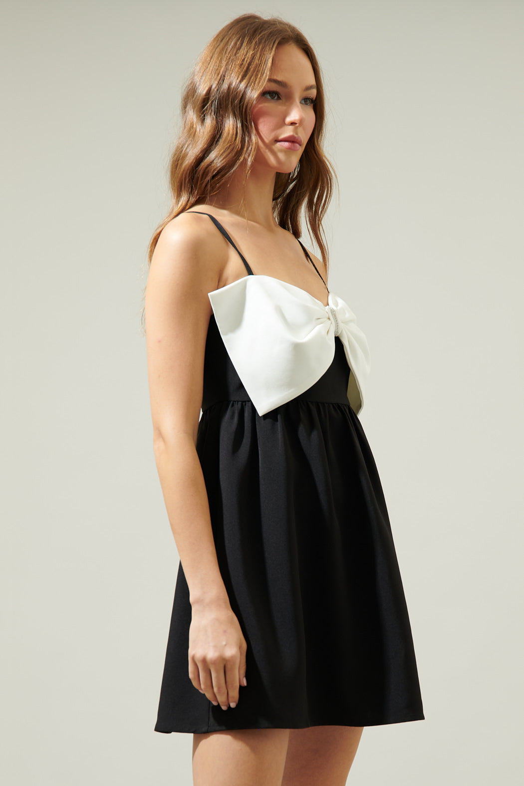 Cabello Bow Tie Babydoll Mini Dress Black / M by Sugarlips Cabello Bow Tie Babydoll Mini Dress Black / M by Sugarlips