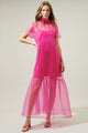 Dime Organza Mockneck Maxi Dress