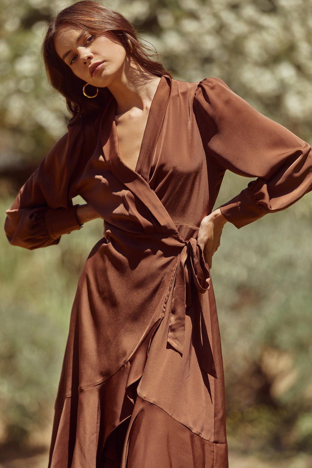 Ophelia Wrap Midi Dress CHOCOLATE / XL by Sugarlips Ophelia Wrap Midi Dress CHOCOLATE / XL by Sugarlips