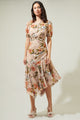 Harbin Floral Balboa Asymmetrical Midi Dress