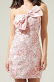 Jewel Jacquard Bow Strapless Mini Dress