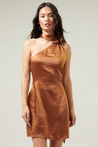 Sallier Satin One Shoulder Mini Dress