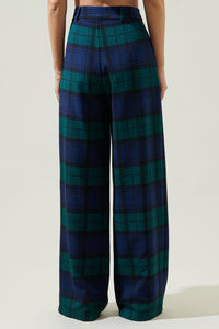 Hudson Plaid Suave Belted Wide Leg Trousers
