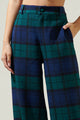Hudson Plaid Suave Belted Wide Leg Trousers